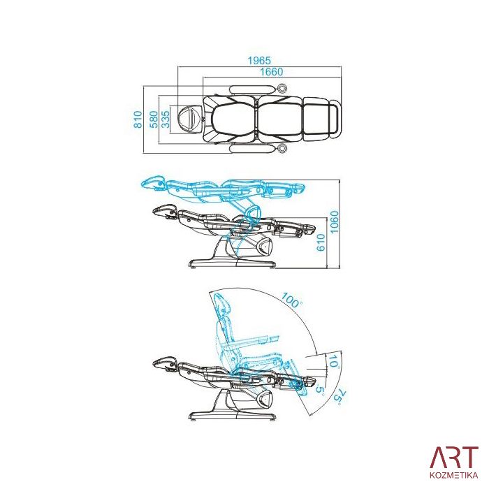 Kozmetična miza - pedikerski stol 870 | 3 x motor | kapučino rjava AS9079