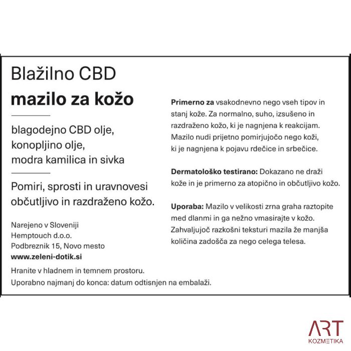 Blažilno CBD mazilo za kožo | Hemptouch | 50ml