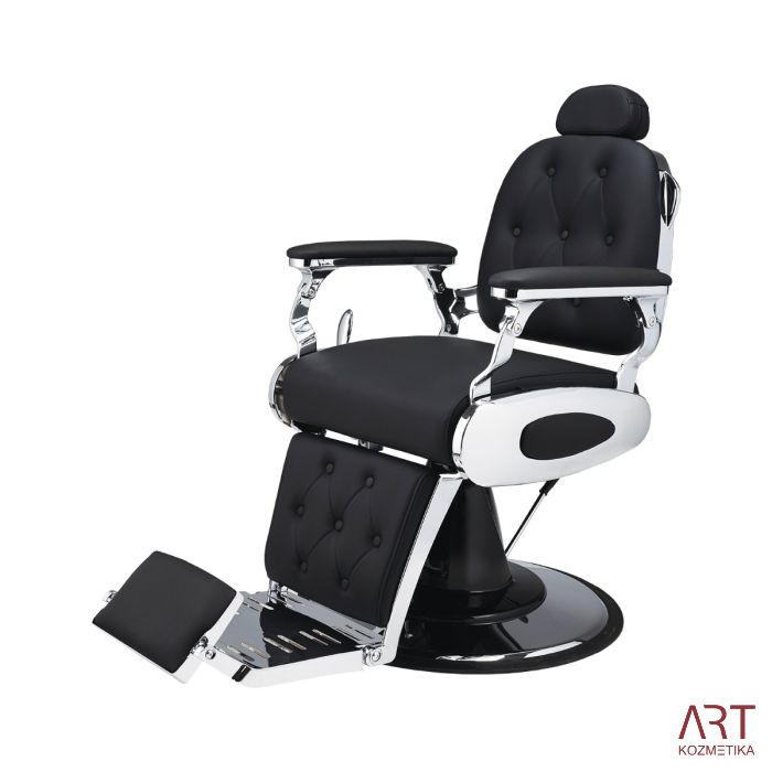 Brivski stol Lion (črno oblazinjenje)