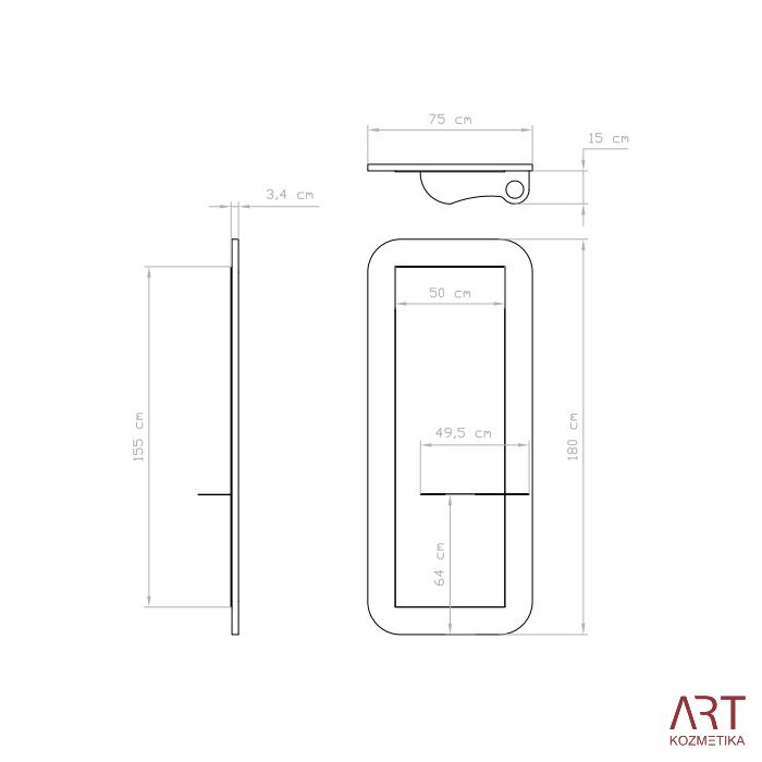 Ogledalo za frizerski salon KEEW bele barve - razstavni eksponat