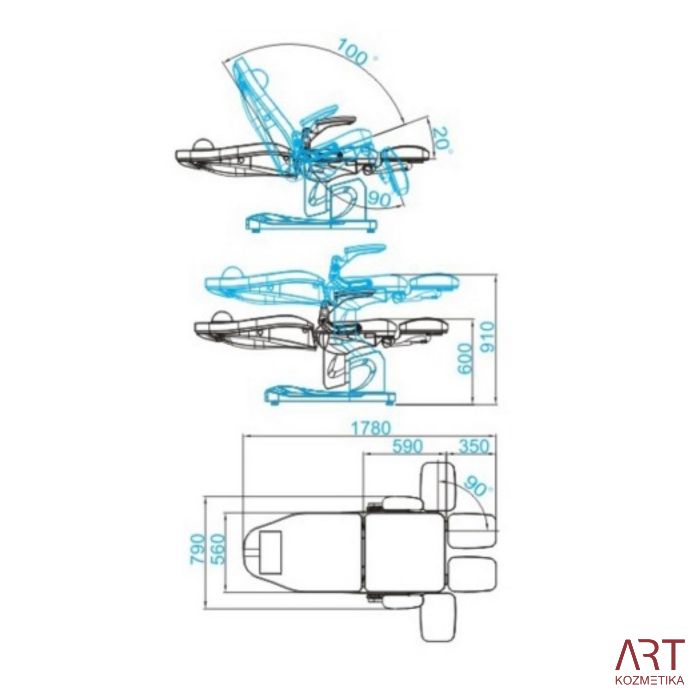 Stol za pedikuro | električni - AS 9089a - kapučino rjava