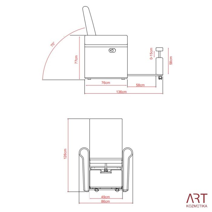 Stol za pedikuro 4200 | Pira | bel