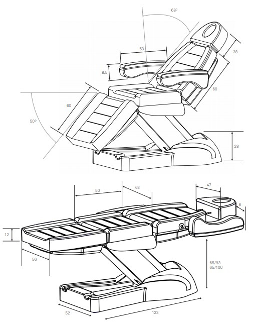 Kozmetična miza CLAVI | WKE015.4.A26 | 3x motor dimenzije Kozmetična miza CLAVI | WKE015.4.A26 | 3x motor dimenzije